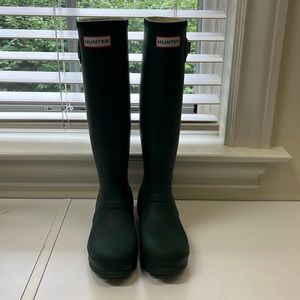 New! Hunter Original Tall Rubber Waterproof Rain Boots Wellies Dark Olive Green